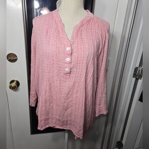 Habitat Pullover Blouse Sz M rayon Blend 3/4 Sleeves